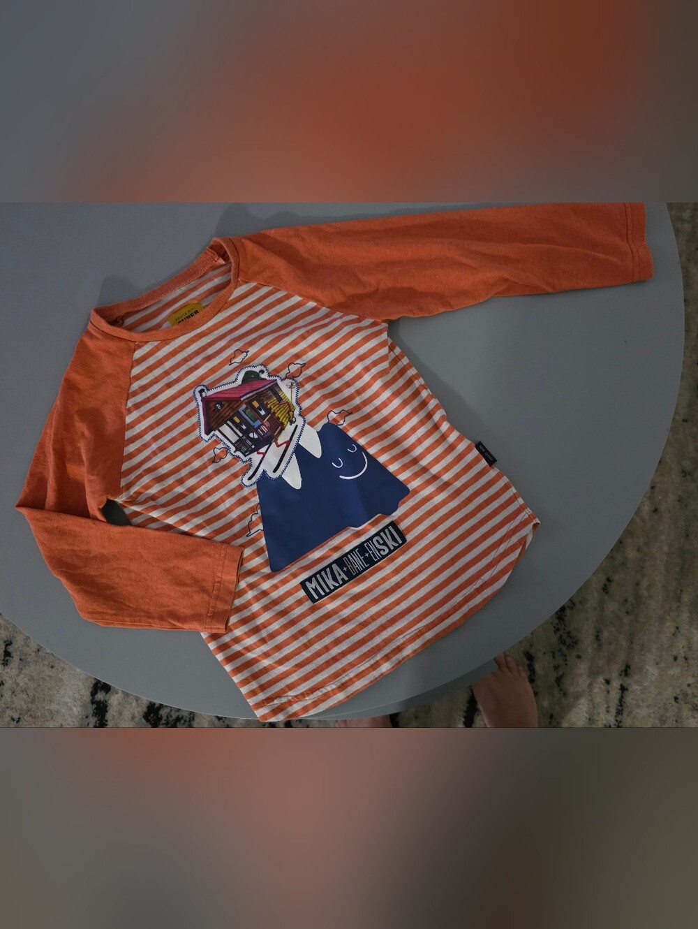 Mika House & Ski Orange Striped Long-Sleeve Kids Tee